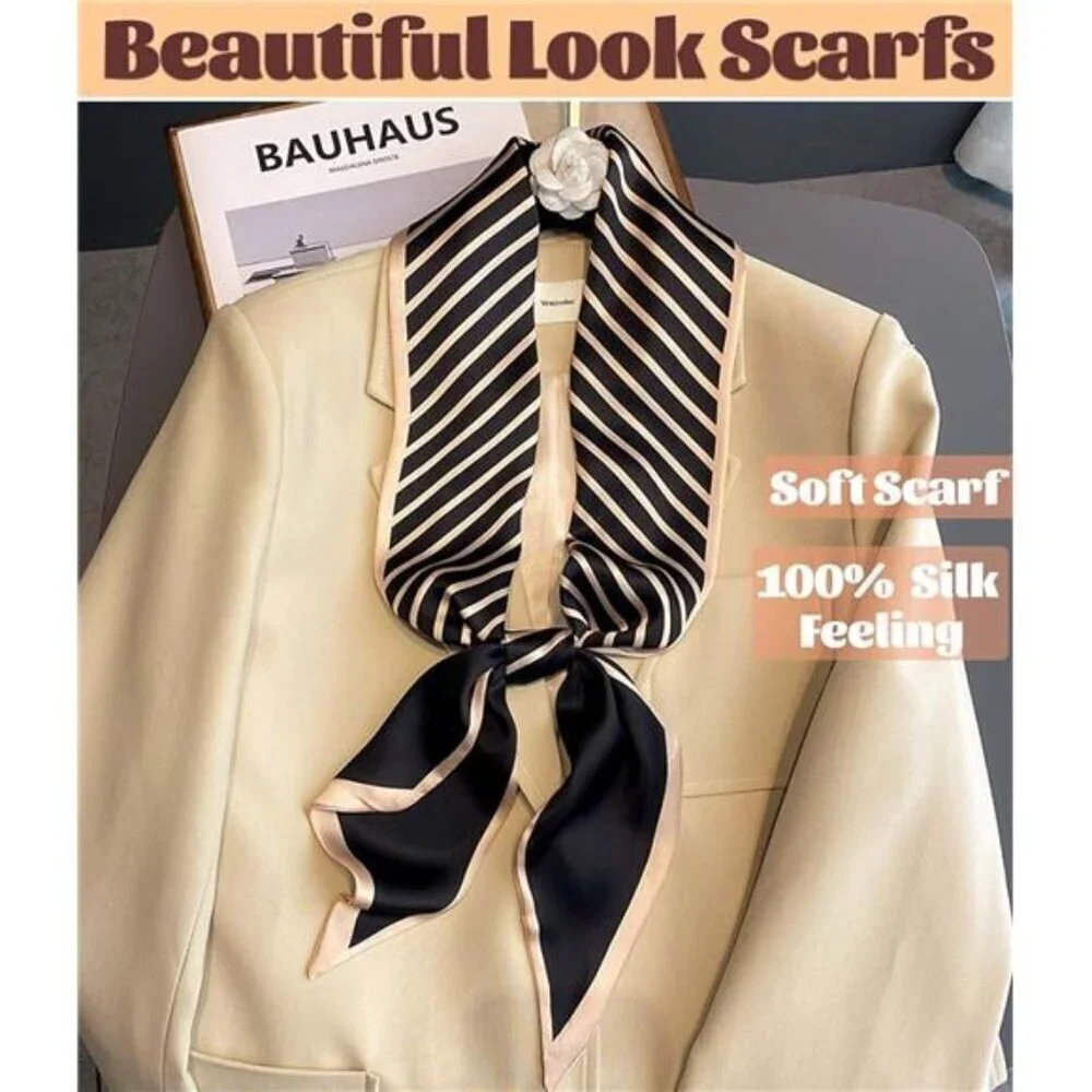 Mulberry Silk-Like Satin Head Scarf Square Neck Scarf for Bag Accessory Gift